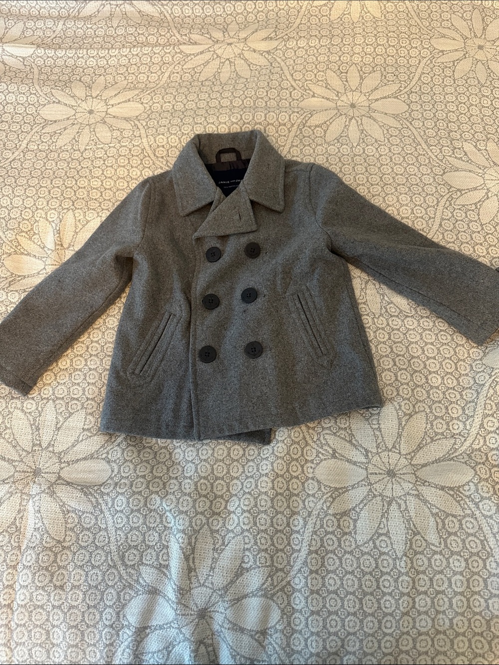 Janie and Jack Gray Double-Breasted Kids Peacoat